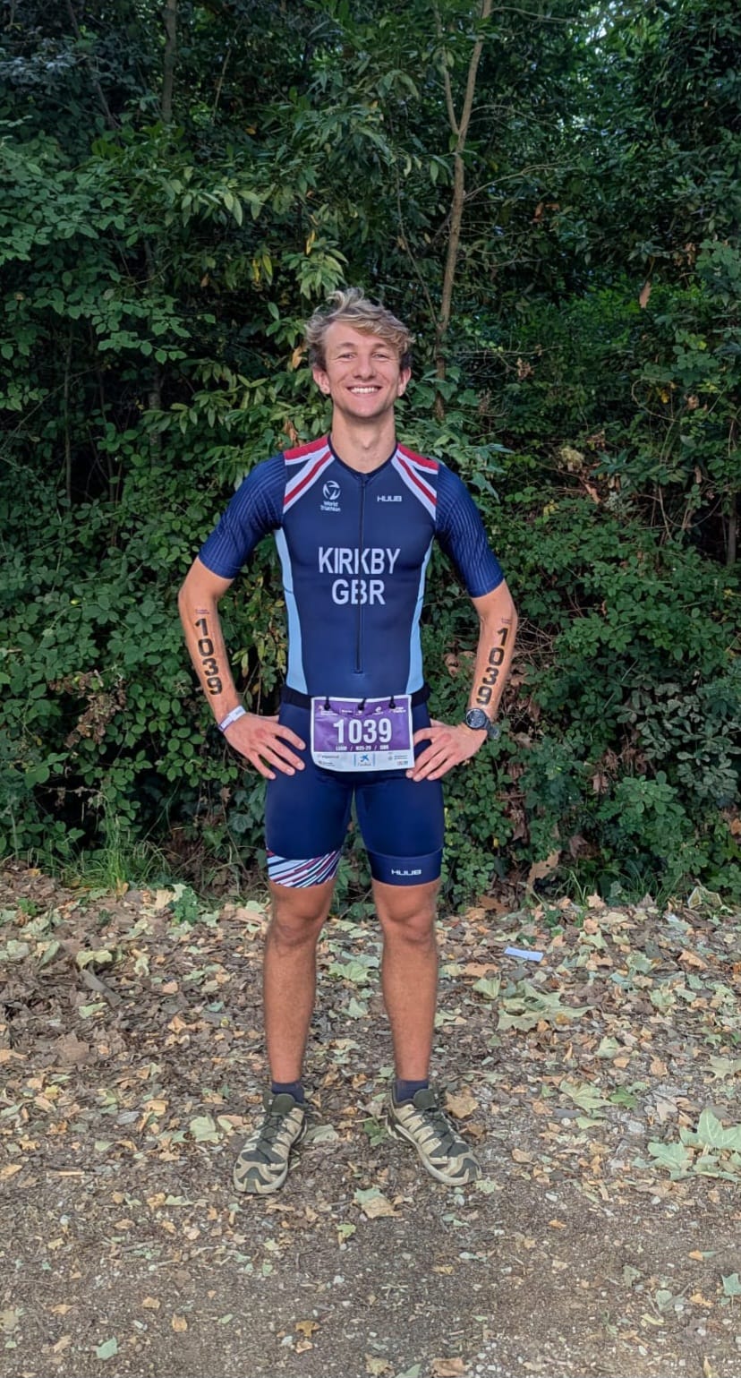 Liam Kirkby in his GBR trisuit, race number 1039